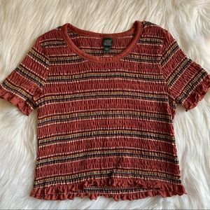 Wild Fable Multicolor Striped Smocked Tee